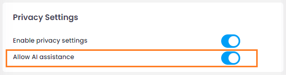 Privacy settings on AI assistance