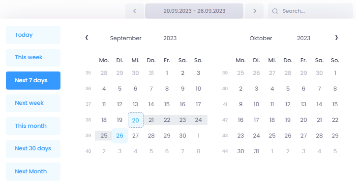Choose date range flexibly in InLoox resource overview 