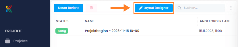 InLoox Berichte: Layout Designer öffnen