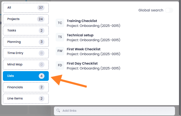 Linked Items - Lists