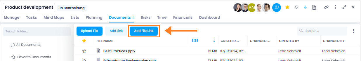 Documents: Add file links and open them with "InLoox Desktop Tools"
