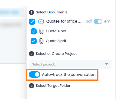 Automatically transfer emails from same conversation to project