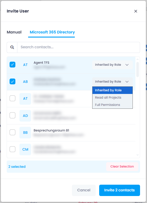 Invite users from Microsoft 365 directory to InLoox