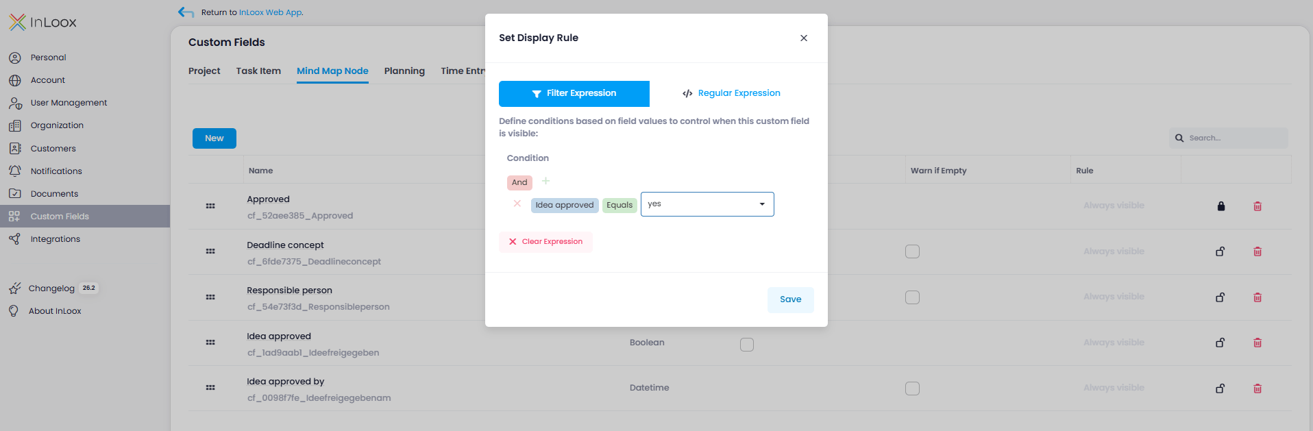 Filter Designer for display rules of custom fields