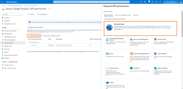 Add a permission - Microsoft Graph