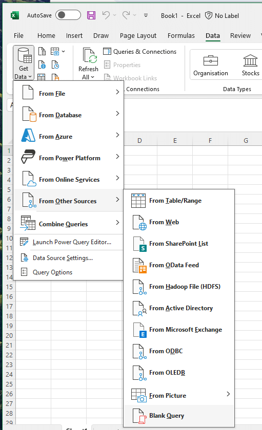 Connect InLoox OData data source to Power Query in Excel