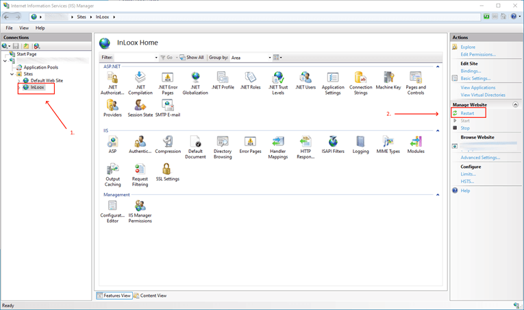 Restart of InLoox Site in IIS