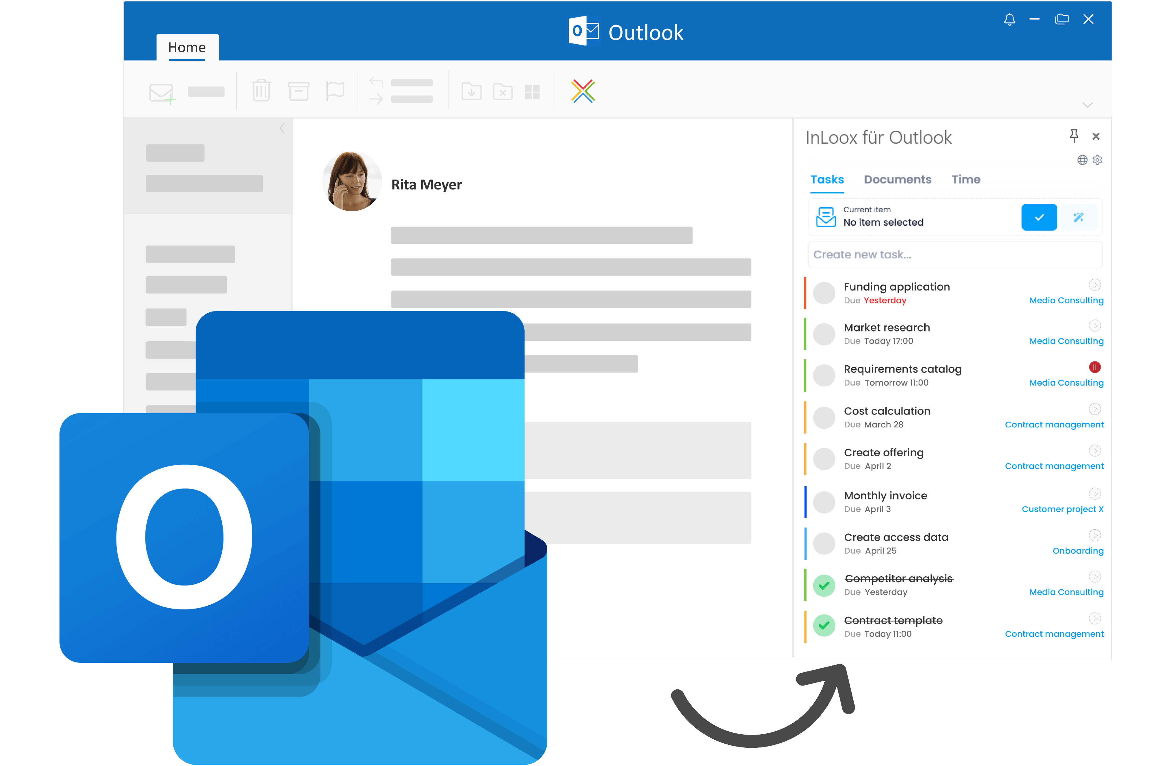 InLoox Integration in Outlook