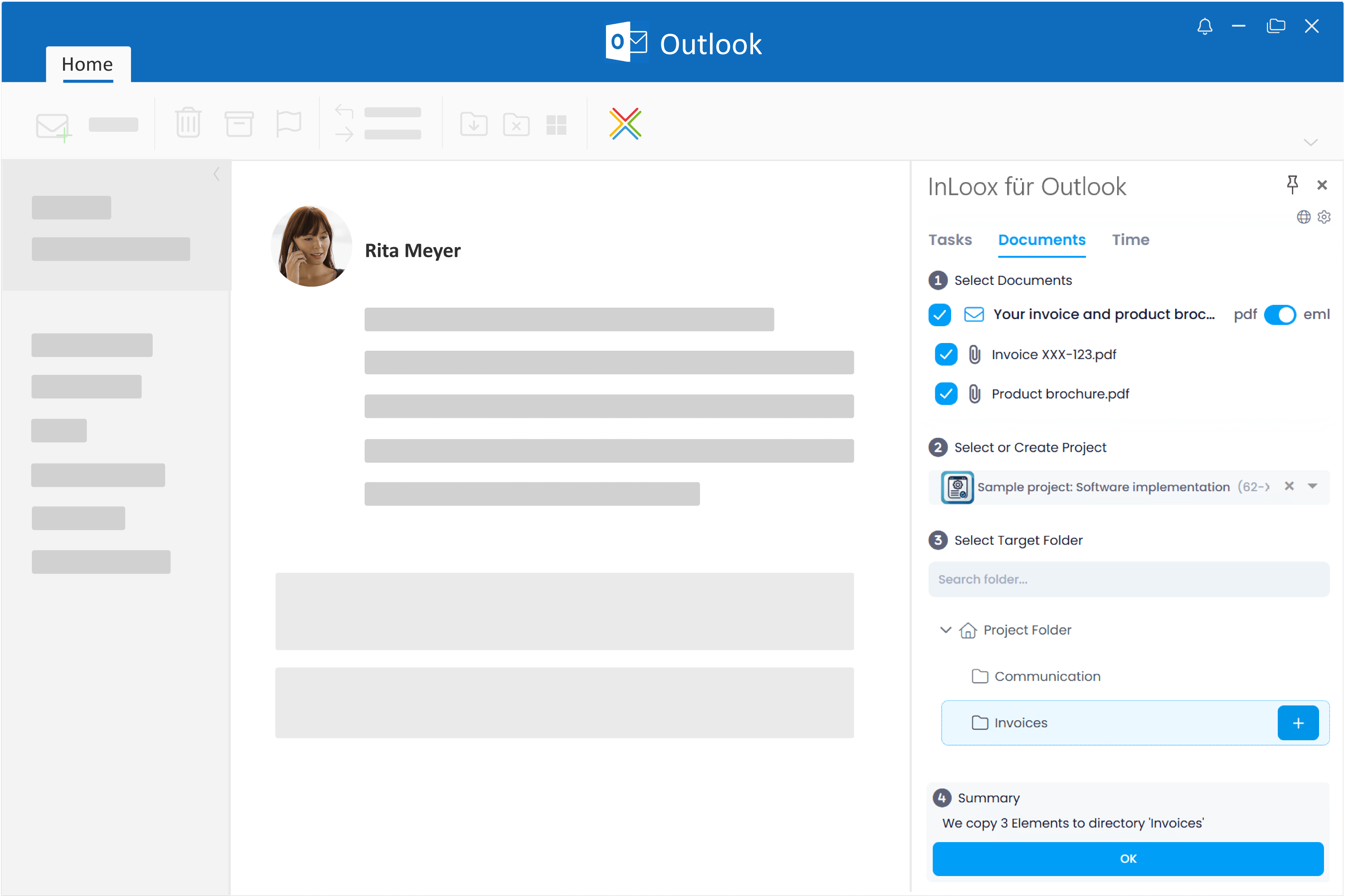 Document management in Outlook: Save e-mails and attachments in projects