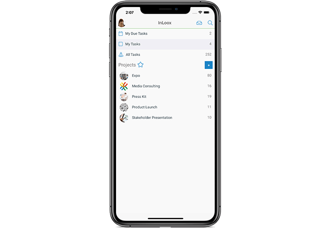 InLoox Mobile App: The Project List